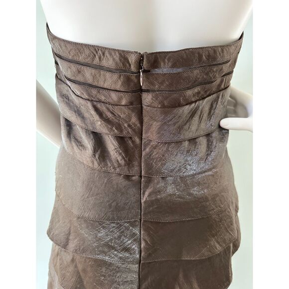 Cache Vintage Y2k Iridescent Brown Ruffle Halter Cocktail Midi Dress size 4 - Picture 10 of 12